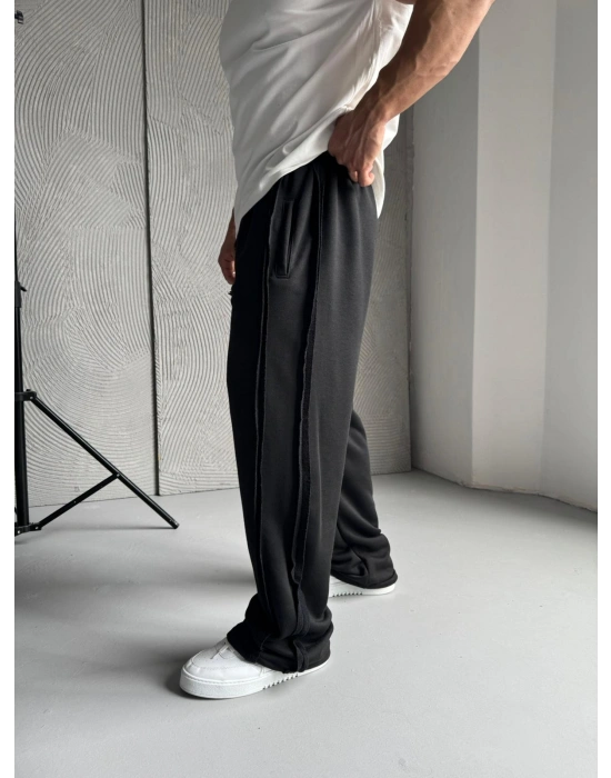 YAN KUMAŞ ÖZEL TASARIM BYL EŞOFMAN SİYAH