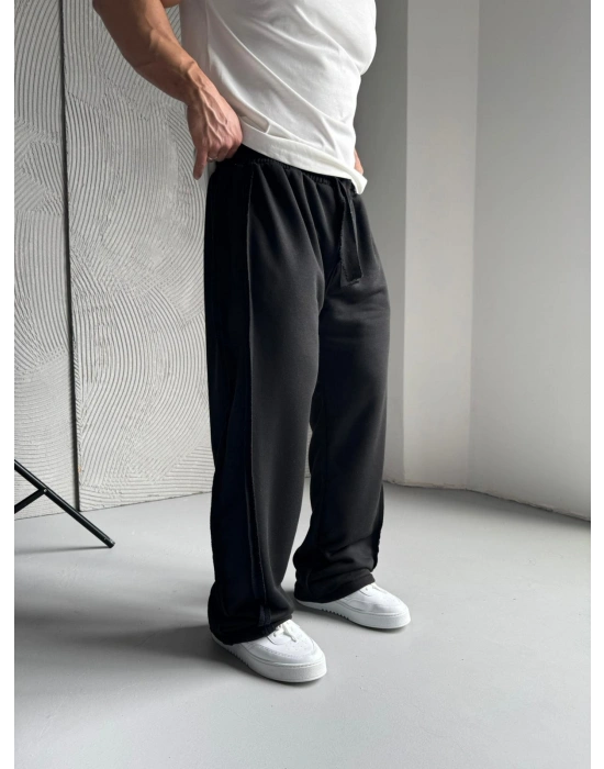 YAN KUMAŞ ÖZEL TASARIM BYL EŞOFMAN SİYAH