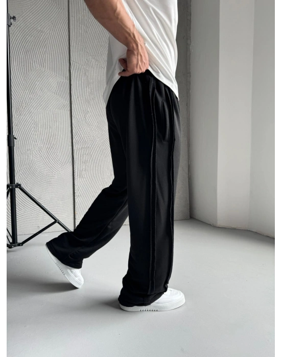 YAN KUMAŞ ÖZEL TASARIM BYL EŞOFMAN SİYAH