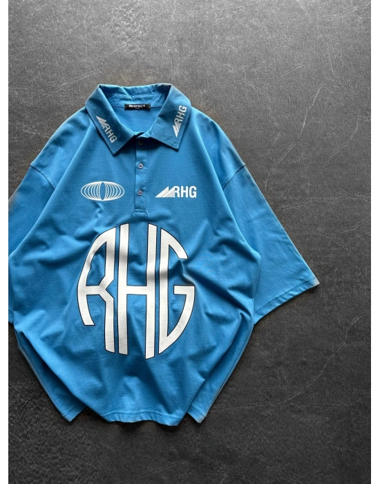 RHG BASKI OVERSİZE TİŞÖRT MAVİ