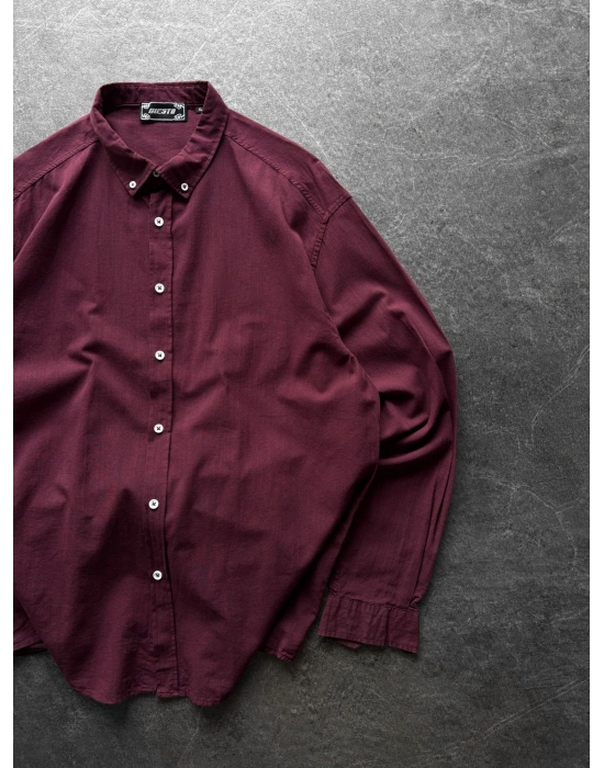 FRESH KETEN GÖMLEK BORDO