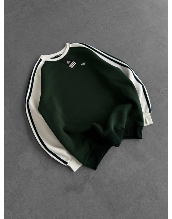 AD KOL SERİT 3 İPLİK PAMUKLU SWEAT HAKİ