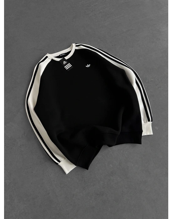 AD KOL SERİT 3 İPLİK PAMUKLU SWEAT SİYAH