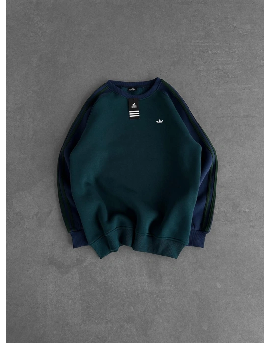 AD KOL SERİT 3 İPLİK PAMUKLU SWEAT SU YEŞİLİ