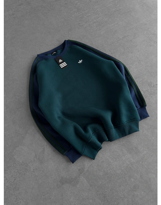AD KOL SERİT 3 İPLİK PAMUKLU SWEAT SU YEŞİLİ
