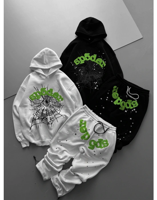 ALT ÜST KABARTMA BASKI EŞOFMAN TAKIMI SİYAH