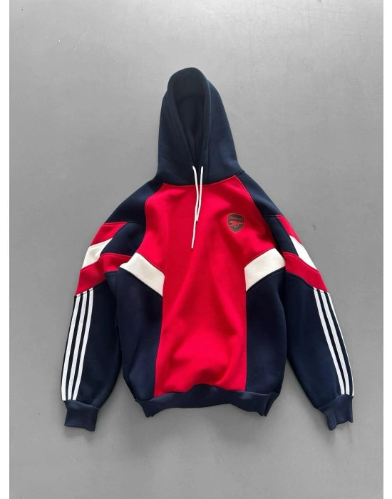 AR 3 İPLİK PARCALI ŞARDONLU KAPÜŞONLU SWEAT KIRMIZI