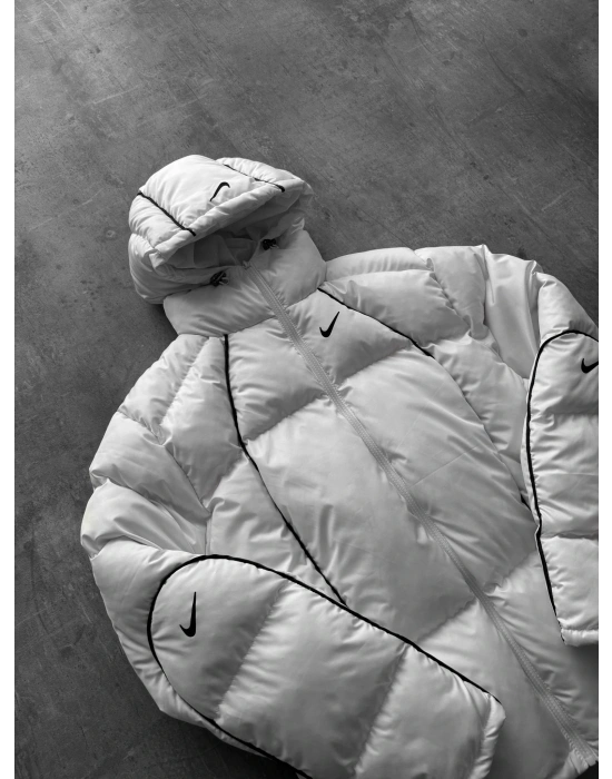 ARA BİYELİ BASKILI ŞİŞME EFSANE MONT BEYAZ