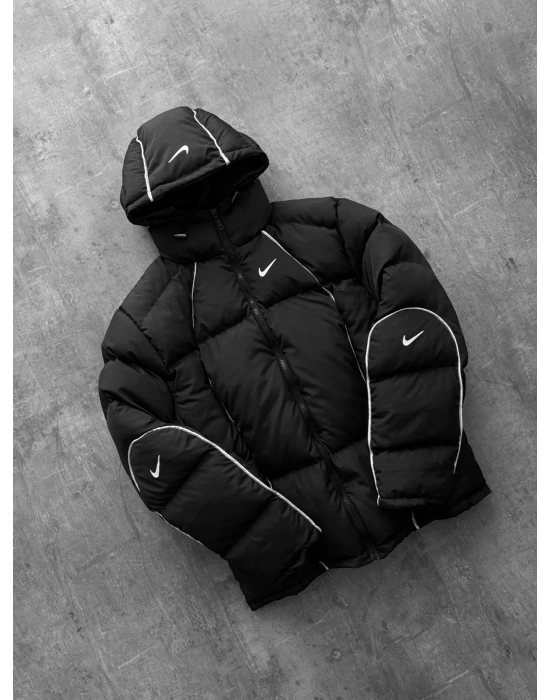 ARA BİYELİ BASKILI ŞİŞME EFSANE MONT SİYAH