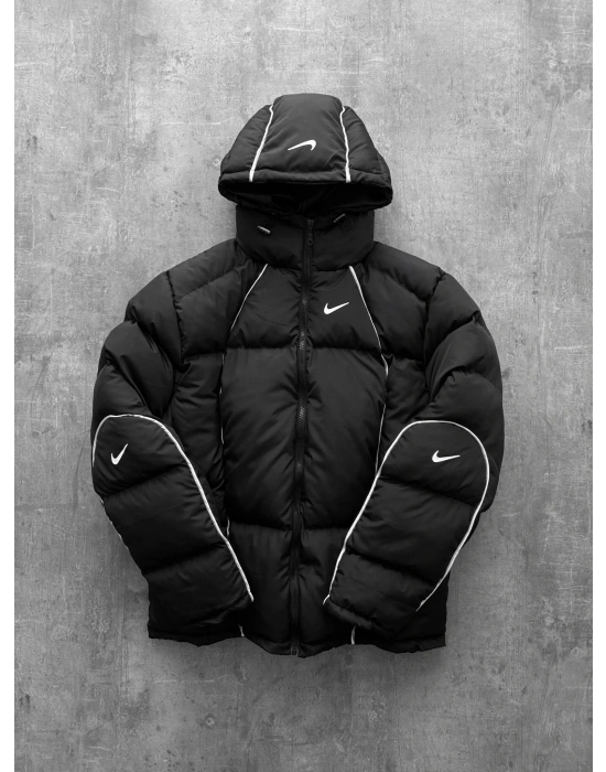 ARA BİYELİ BASKILI ŞİŞME EFSANE MONT SİYAH