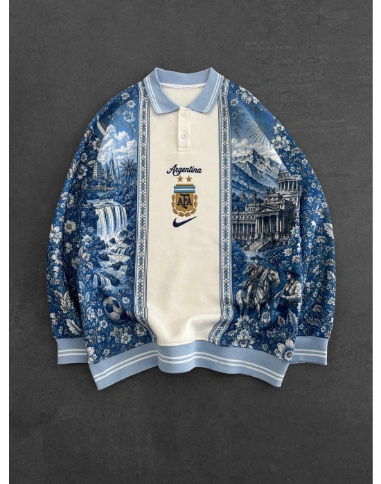 ARG NK NAKIŞ 3 İPLİK PAMUKLU YAKALI SWEAT