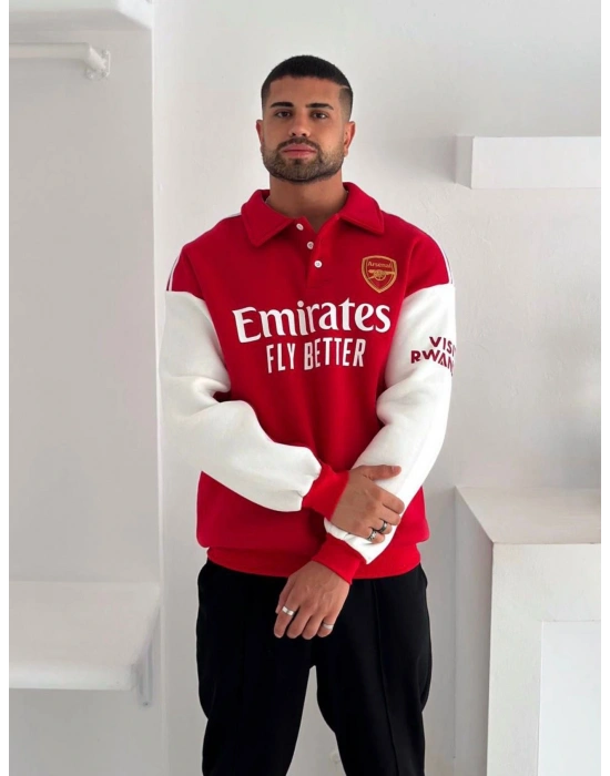 ARS KOL BEYAZ POLO YAKA OVERSİZE SWEAT