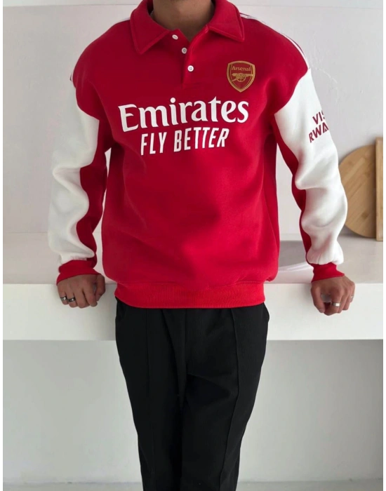 ARS KOL BEYAZ POLO YAKA OVERSİZE SWEAT