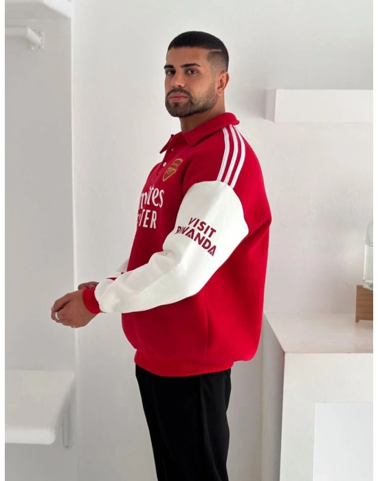 ARS KOL BEYAZ POLO YAKA OVERSİZE SWEAT