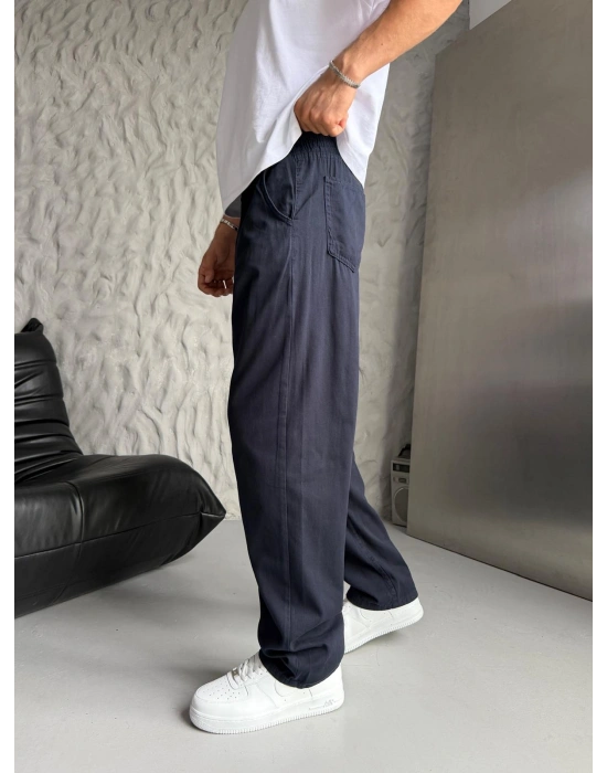 BAGGY İP BAĞLAMALI RAHAT KUMAŞ KOT PANTOLON LACİ