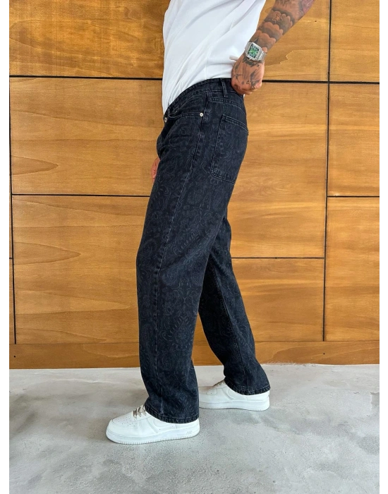 BAGGY KALIP DESENLİ TASARIM JEAN FÜME