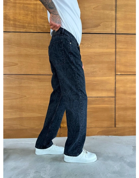 BAGGY KALIP DESENLİ TASARIM JEAN FÜME