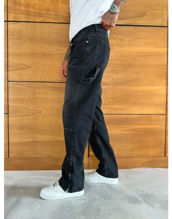 BAGGY KALIP PAÇA FERMUARLI JEAN FÜME