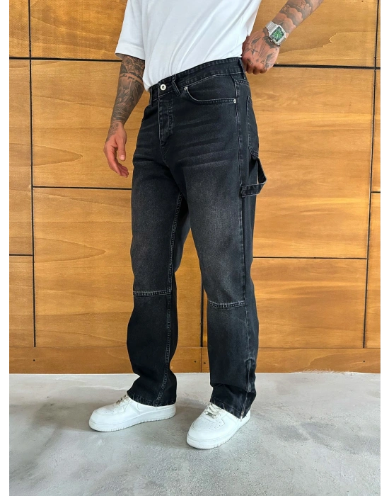 BAGGY KALIP PAÇA FERMUARLI JEAN FÜME