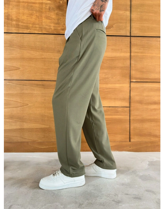 BAGGY KALIP WELL PİLELİ PANTOLON HAKİ