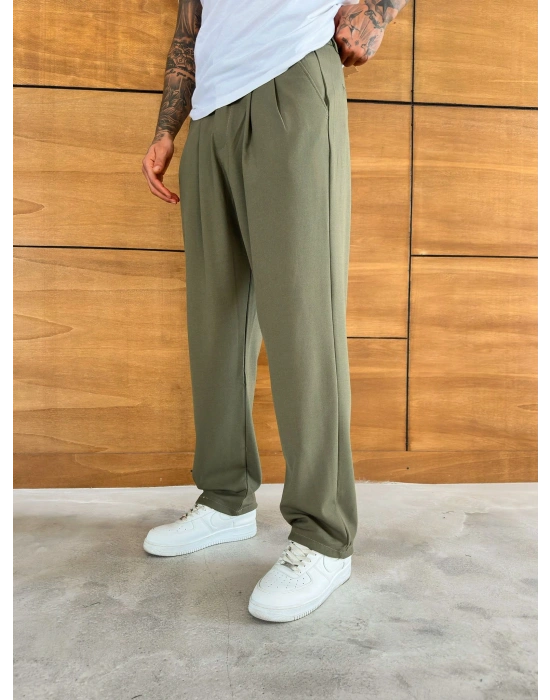 BAGGY KALIP WELL PİLELİ PANTOLON HAKİ