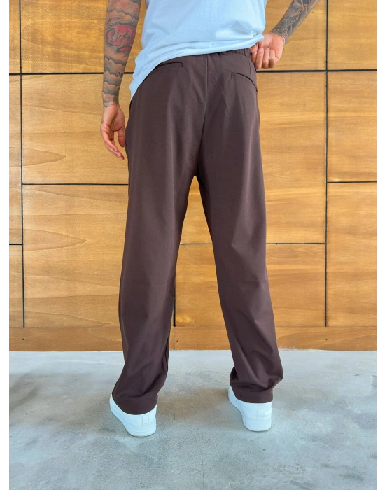 BAGGY KALIP WELL PİLELİ PANTOLON KAHVE