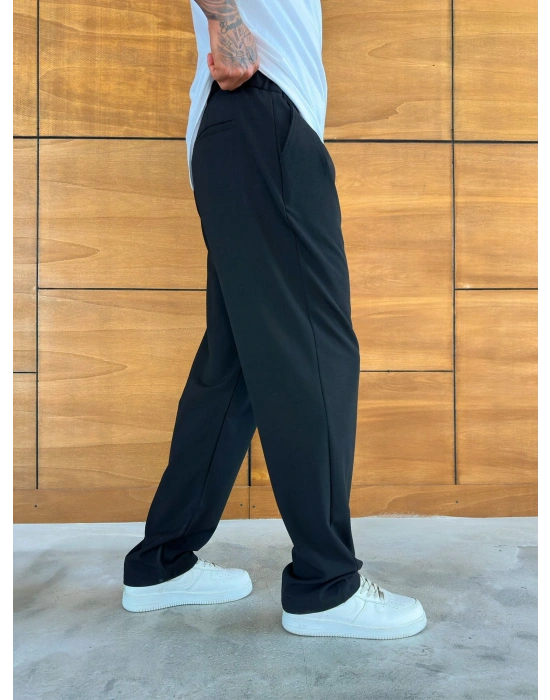 BAGGY KALIP WELL PİLELİ PANTOLON SİYAH
