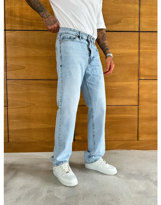 BAGGY KALIP YIKAMALI JEAN BUZ MAVİSİ