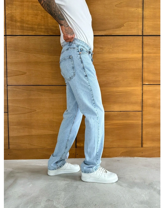 BAGGY KALIP YIKAMALI JEAN BUZ MAVİSİ