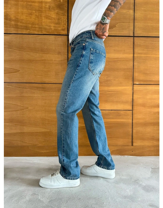 BAGGY KALIP YIKAMALI JEAN MAVİ