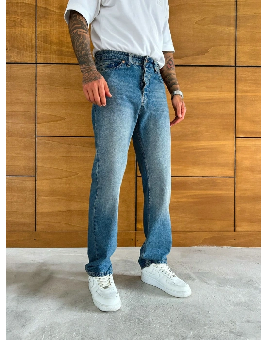 BAGGY KALIP YIKAMALI JEAN MAVİ