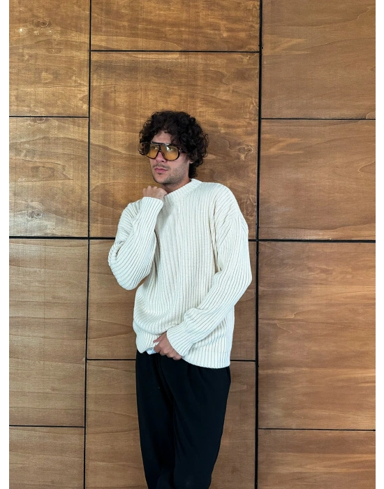 BASİC FİTİLLİ BİSİKLET YAKA MRCH TRİKO KREM