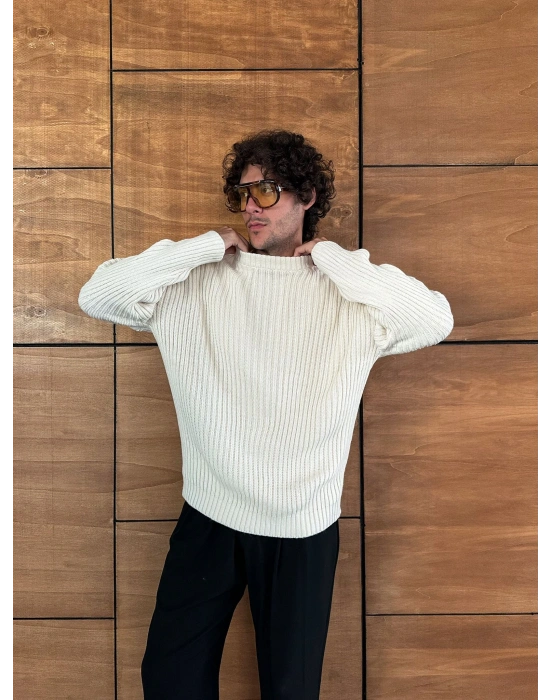 BASİC FİTİLLİ BİSİKLET YAKA MRCH TRİKO KREM