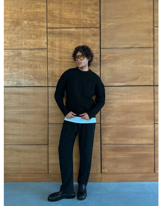 BASİC FİTİLLİ BİSİKLET YAKA MRCH TRİKO SİYAH