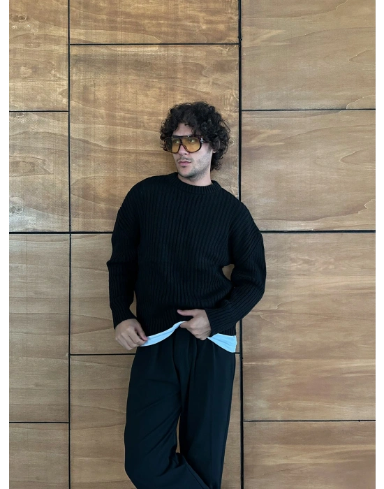 BASİC FİTİLLİ BİSİKLET YAKA MRCH TRİKO SİYAH