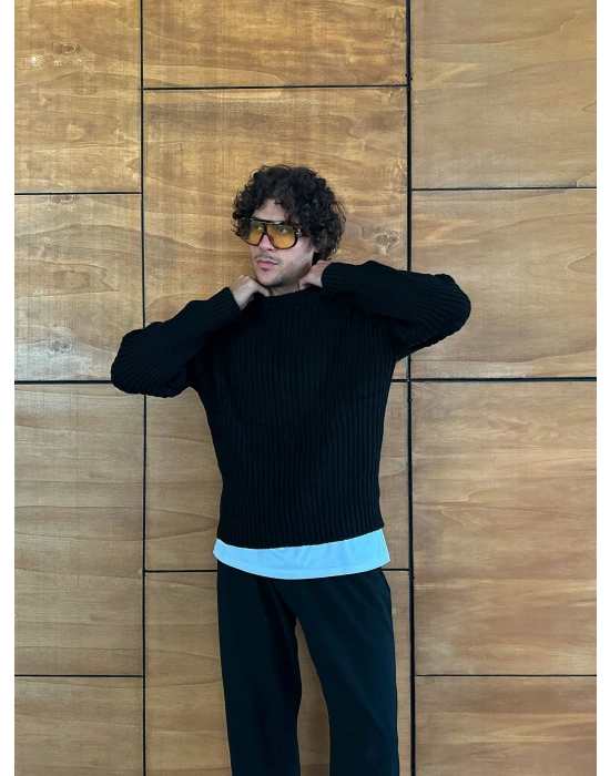 BASİC FİTİLLİ BİSİKLET YAKA MRCH TRİKO SİYAH