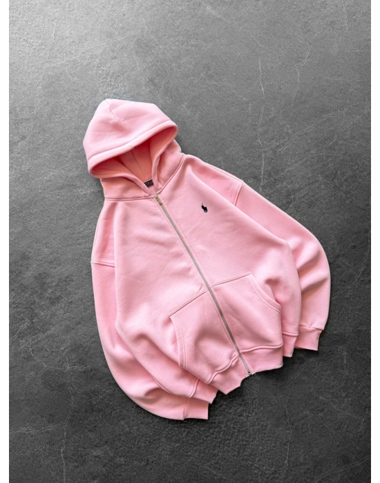 BASIC PL 3 İPLİK PAMUKLU HIRKA PEMBE