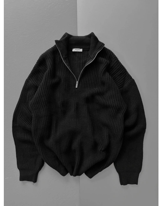 BASİC YARIM FERMUAR TRİKO SİYAH