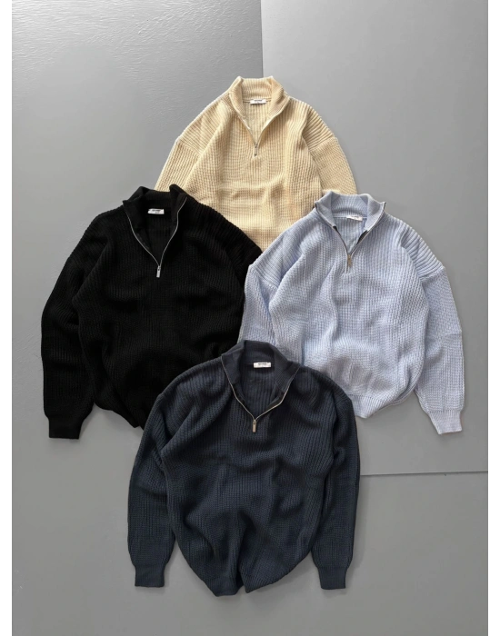 BASİC YARIM FERMUAR TRİKO SİYAH