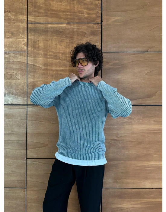 BASİC YIKAMALI MRCH TRİKO MAVİ