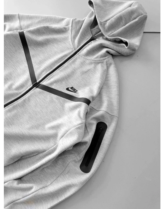BASKILI OVERSİZE TECH HIRKA GRİ