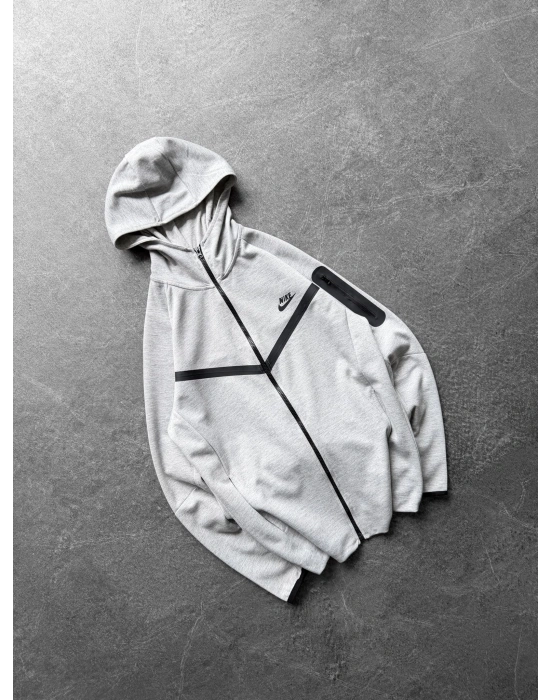 BASKILI OVERSİZE TECH HIRKA GRİ
