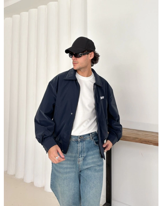 CARBON KUMAŞ STWD CROP CEKET LACİVERT