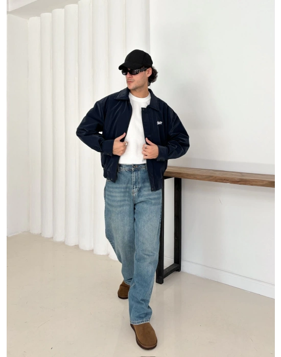 CARBON KUMAŞ STWD CROP CEKET LACİVERT