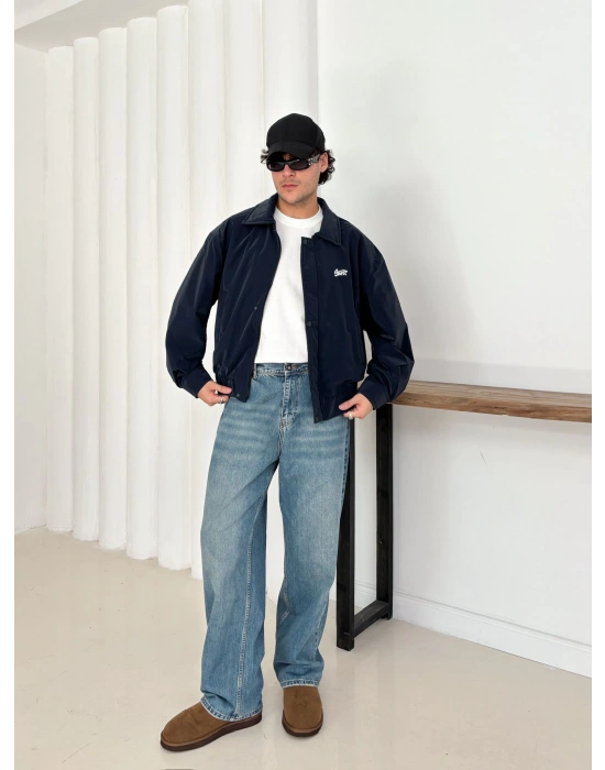 CARBON KUMAŞ STWD CROP CEKET LACİVERT