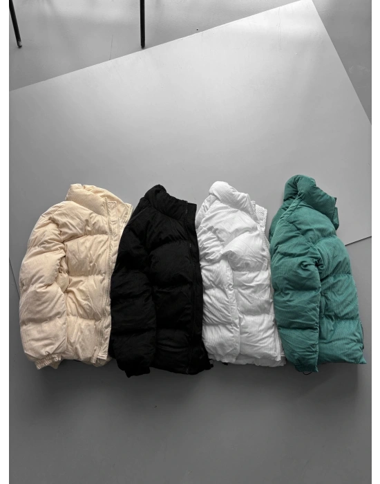 BOĞUMLU KADİFE ŞİŞME MONT KREM