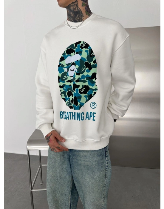 BP APE 3 İPLİK ŞARDONLU SWEAT BEYAZ