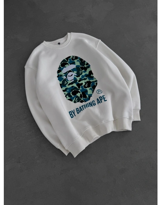 BP APE 3 İPLİK ŞARDONLU SWEAT BEYAZ