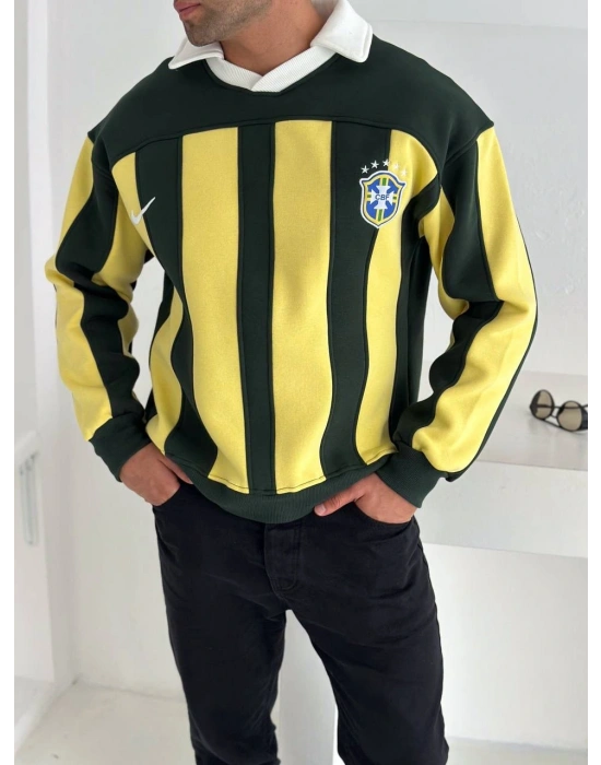 BRASİL POLO YAKA GÖGÜSTEN BİYELİ SWEAT