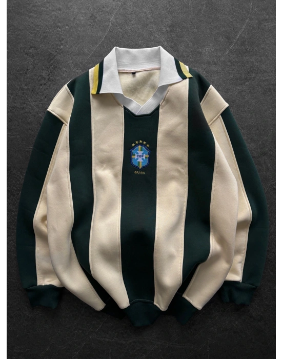 BRASİL POLO YAKA KALIN ŞERİT OVERSİZE SWEAT